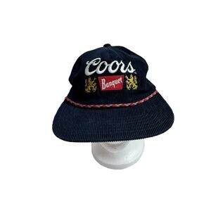 COORS Banquet Navy Blue Corduroy SnapBack Hat One Size Adult Nautical Cotton